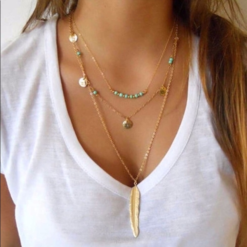 Silver or Gold -Multi Strand Necklace Layered